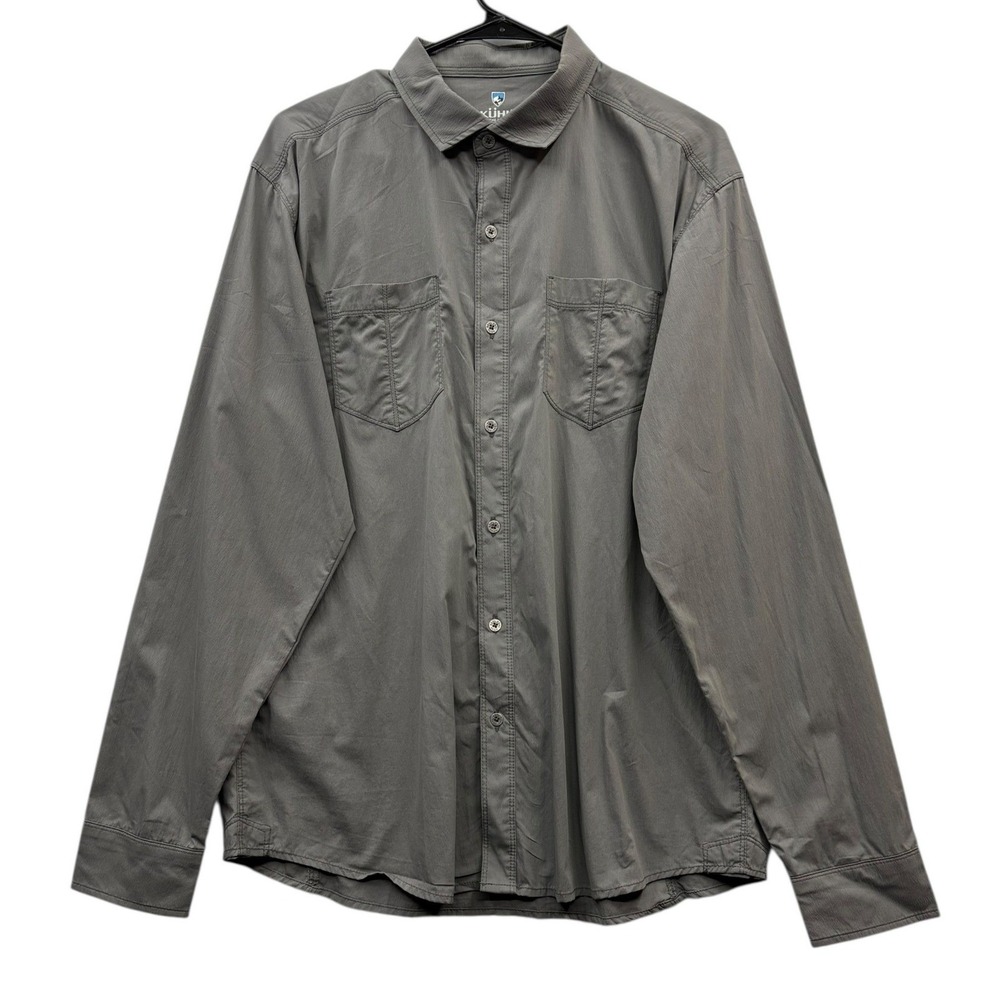 KUHL Gray Utility Shirt Button Front Long Sleeve Hiking Outdoor Travel Workwear